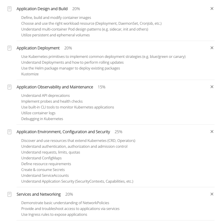 시험 범위 - https://training.linuxfoundation.org/certification/certified-kubernetes-application-developer-ckad/